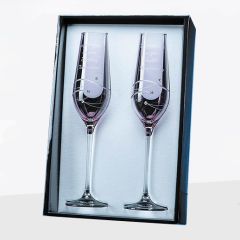 Pair of Pink Diamante Spiral Champagne Flutes